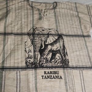 Beige Elephant Print Men's Shirt